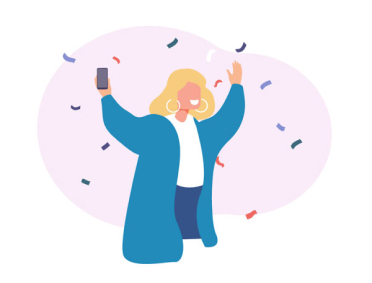 rysunek przedstawiający szczęśliwą kobietę