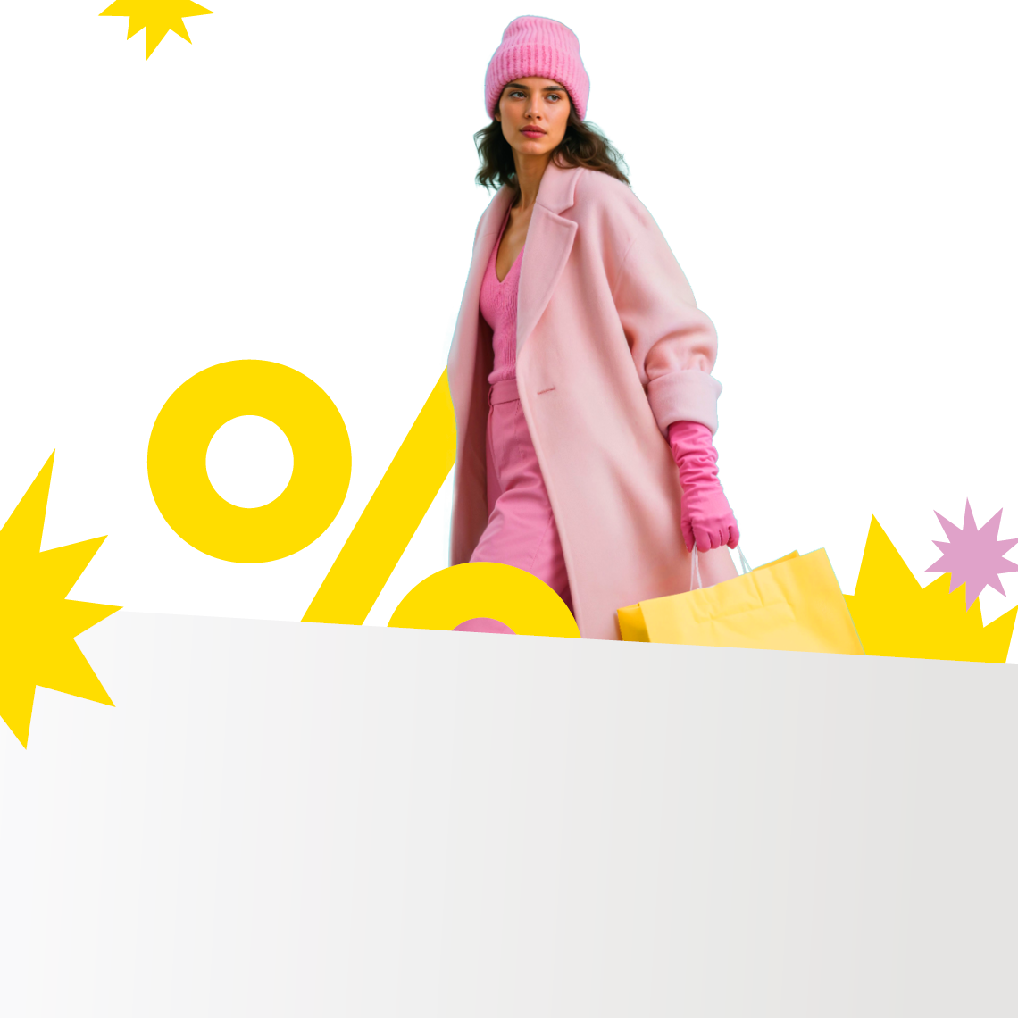 woman in pink with shopping bag