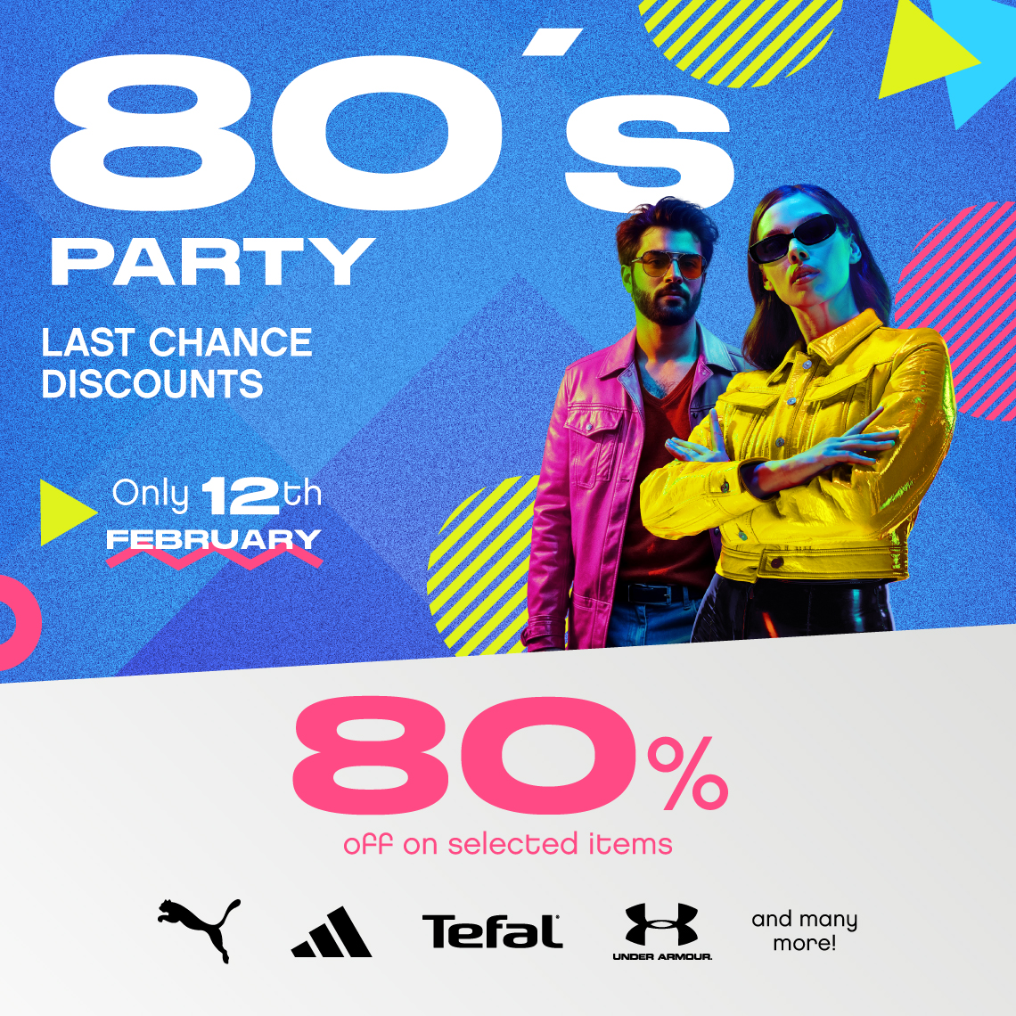 a man and a woman in neon outfits