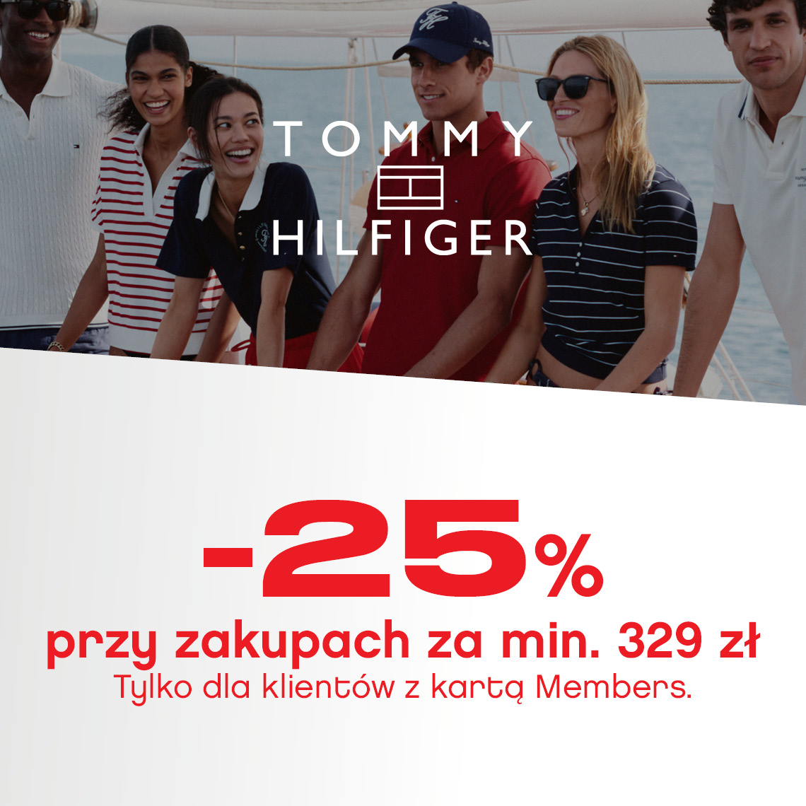 grupa znajomych w ubraniach marki Tommy Hilfiger