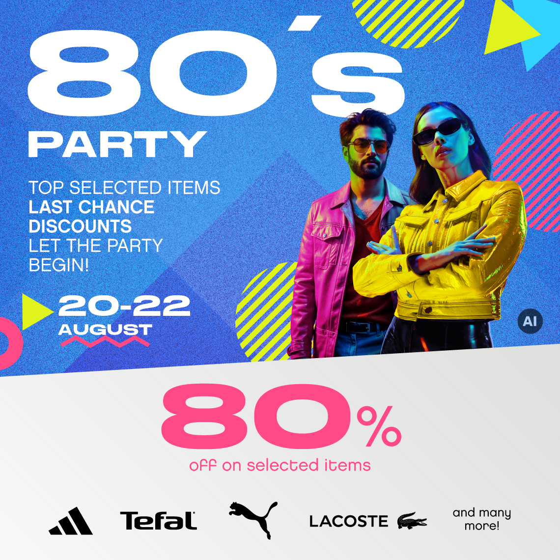 a man and a woman in neon outfits